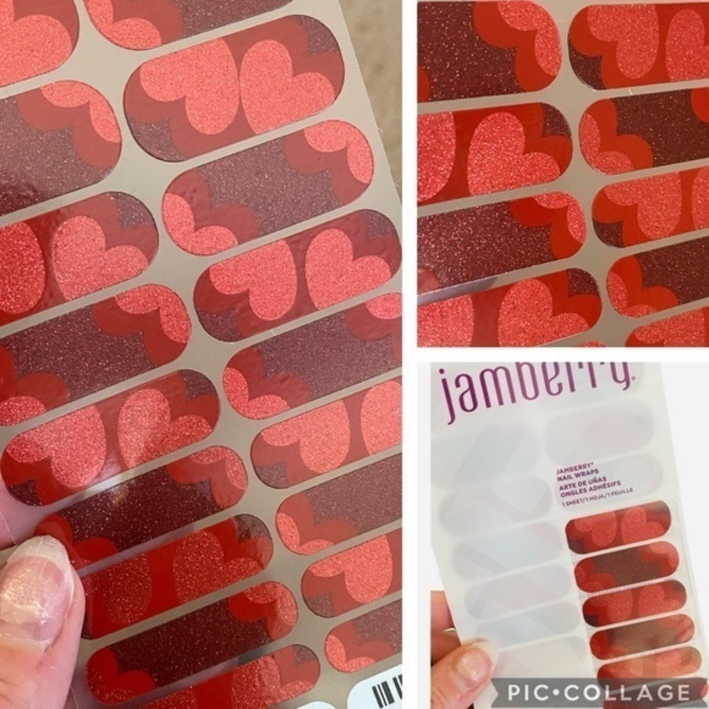 NEW Jamberry LOVE TO LOVE YOU Red Hearts Full Sheet Nail Wraps